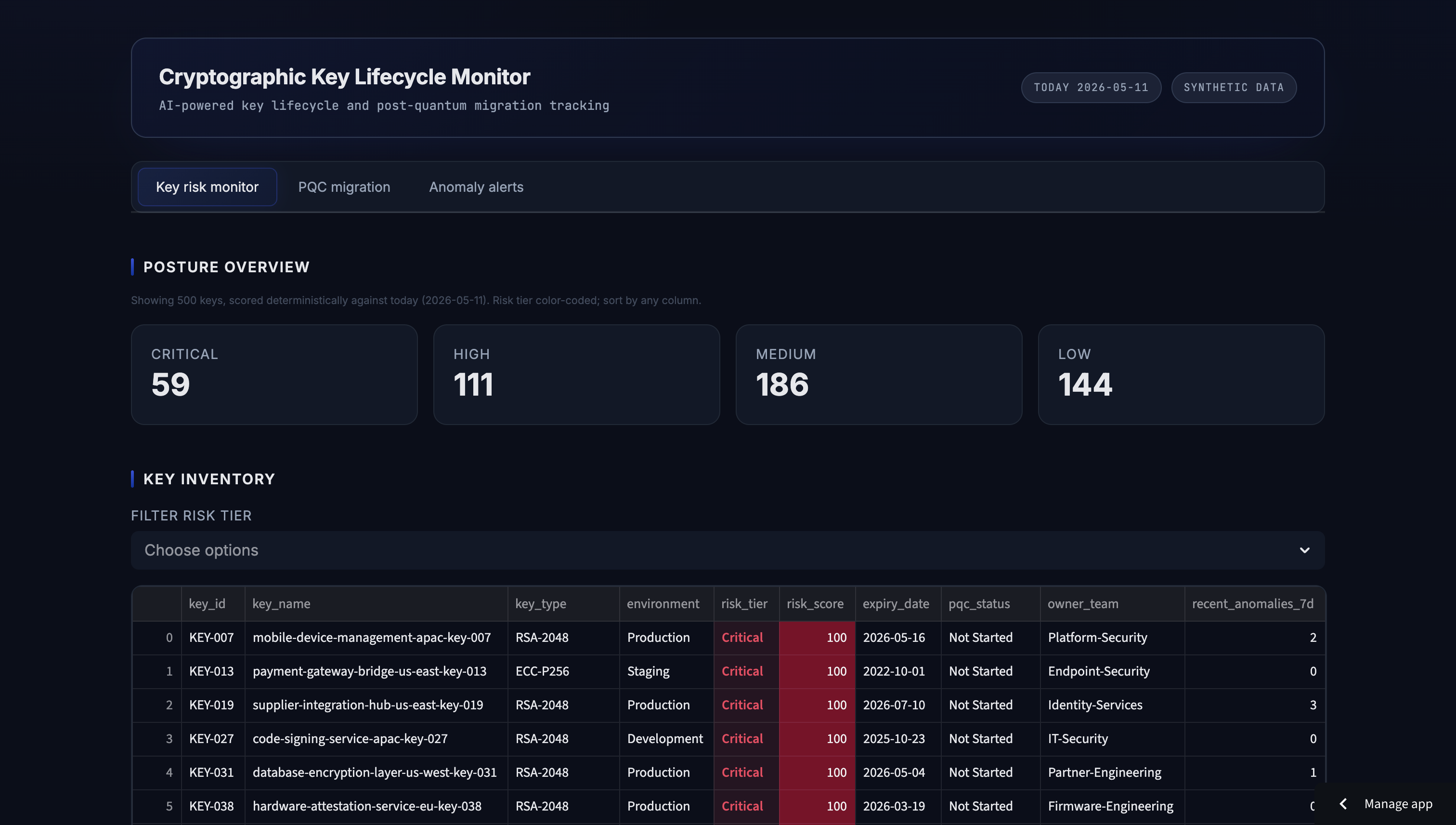 Cryptographic Key Lifecycle Monitor screenshot